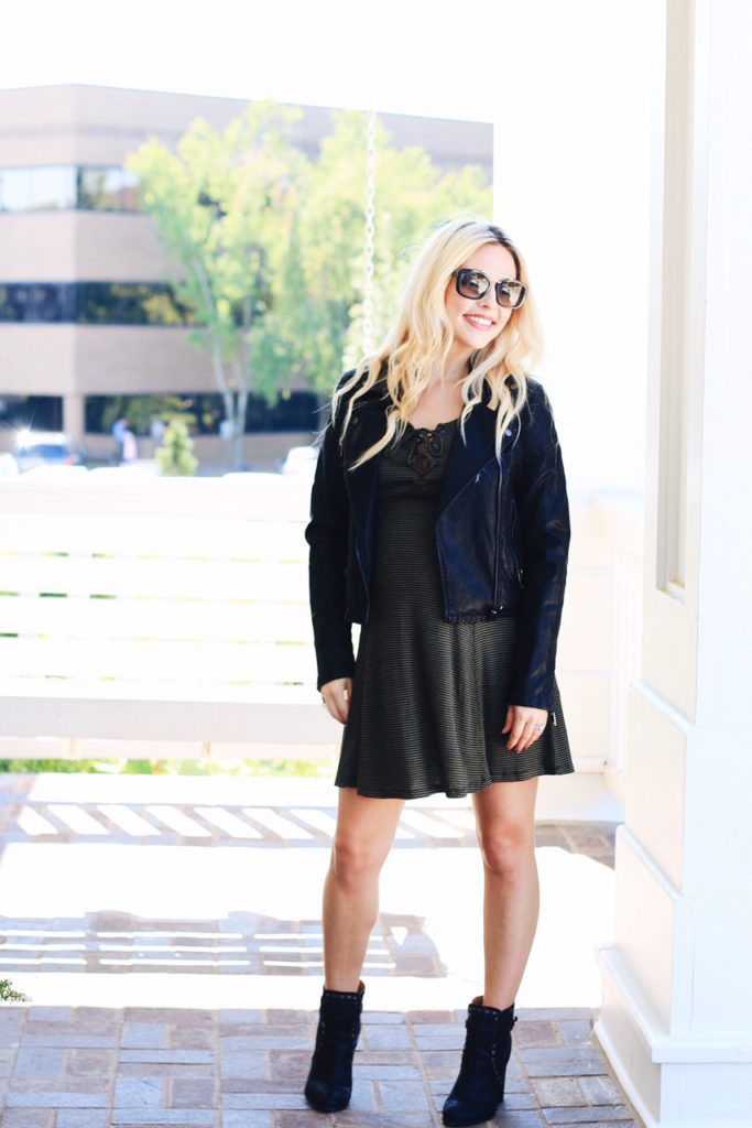 leather jacket and booties; fall fashion trends. Nashville Wifestyles - My Favorite Black Leather Jacket by popular Nashville fashion blogger Nashville Wifestyles
