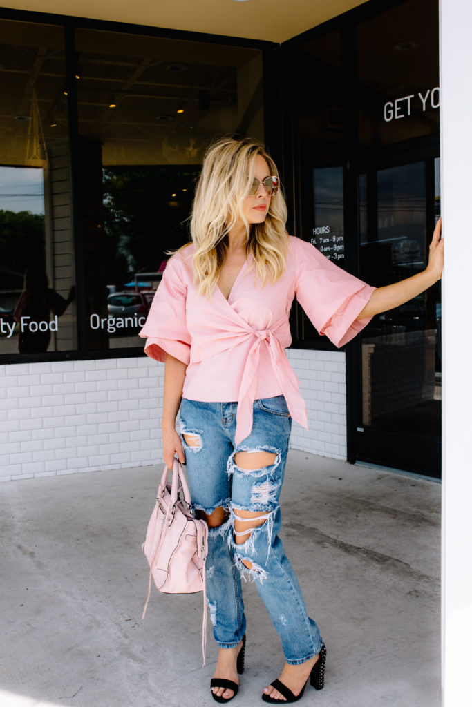 How To Style Blue Distressed Jeans 2 Ways by Nashville fashion blogger Nashville Wifestyles