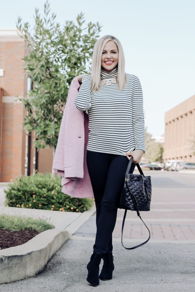 Trendy Fall Workwear Ideas with Talbots - Nashville Wifestyles; It’s hard to find work friendly fall workwear clothing but I’m sharing some of my fall favorites here. We worry about not being in on the newest trends or what is fashionable each season. Whether going out for a meeting or going out with friends for drinks after work, these outfits are a must. It is the ultimate boss babe look from the fierce glasses to the button details on the ankles of the pants. Click to see all Trendy Fall Workwear Ideas on Nashville Wifestyles!