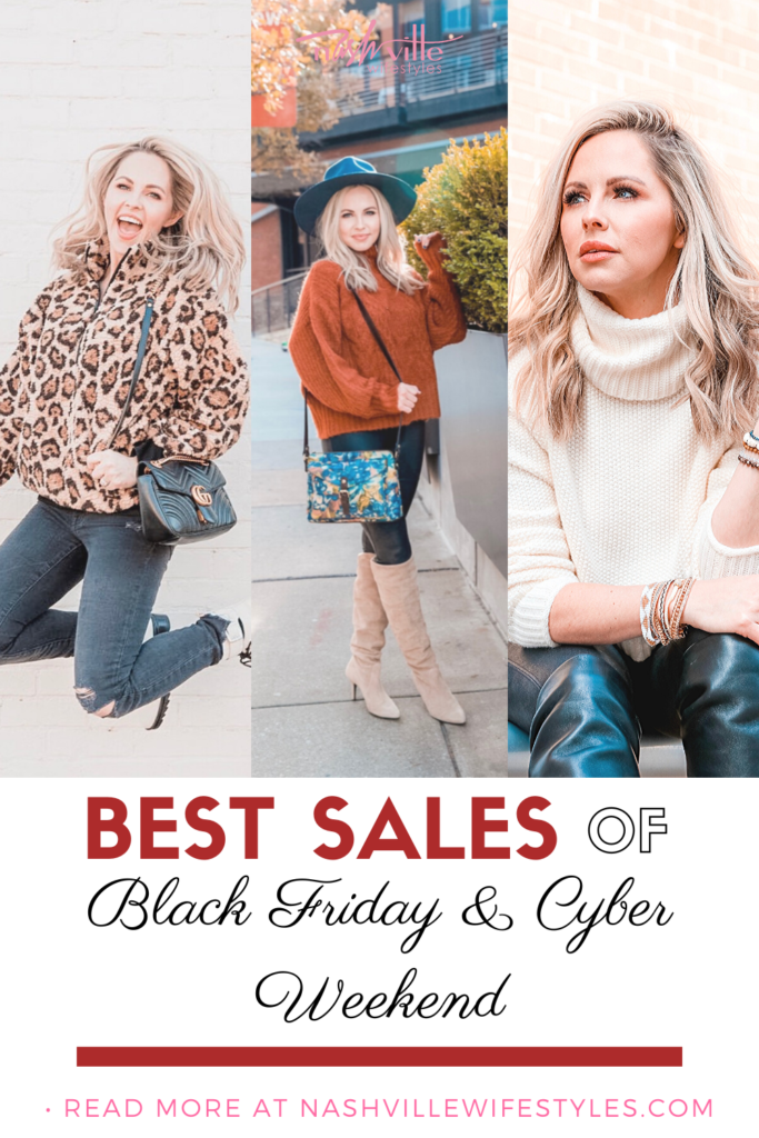 Best Of Black Friday and Cyber Week Sales! - Nashville Wifestyles; Want to know where to find the best sales this holiday season? No problem! click this blog post to find out where you can buy awesome gifts on sale and get your Christmas shopping or Hanukkah shopping out of the way early before the Christmas holidays. Here's a preview of one of the many sales this Cyber Monday and Black Friday: Shop Macy’s Black Friday Sales: Receive an extra 20% off, plus free shipping at $25! | Best Of Black Friday and Cyber Week Sales by popular Nashville life and style blog, Nashville Wifestyles: collage image of a woman wearing various trendy outfits.