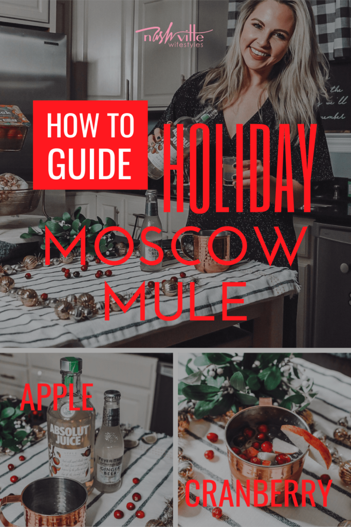 Holiday Moscow Mule || Apple Cranberry by popular Nashville life and style blog, Nashville Wifestyles: image of a woman making a Moscow Mule.