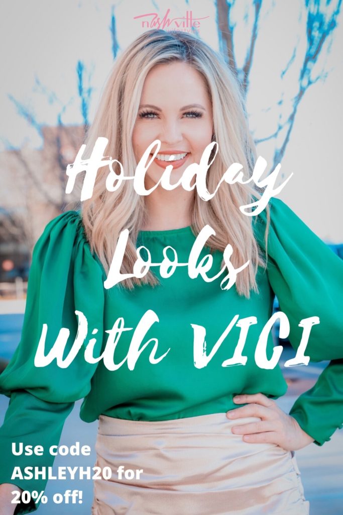 Holiday Looks With VICI Fashion by popular Nashville fashion blog, Nashville Wifestyles: graphic image of a woman wearing Vici clothing.