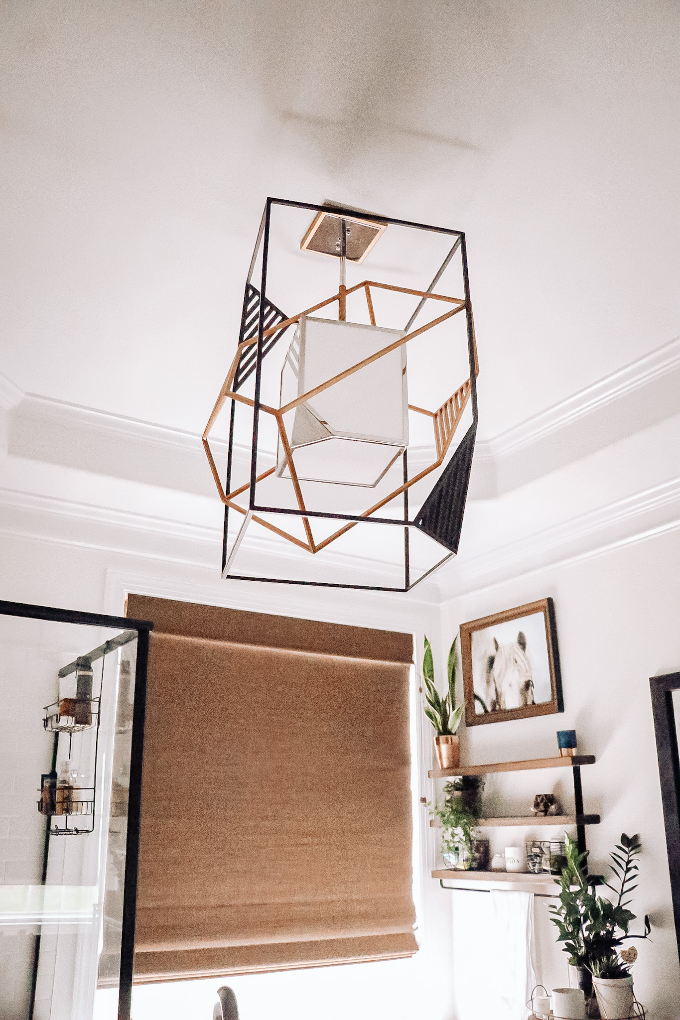 Master bathroom remodel by popular Nashville life and style blog: image of a remodeled bathroom with a build.com Troy Lighting Cubist Single Light 21-3/4" Wide Chandelier.